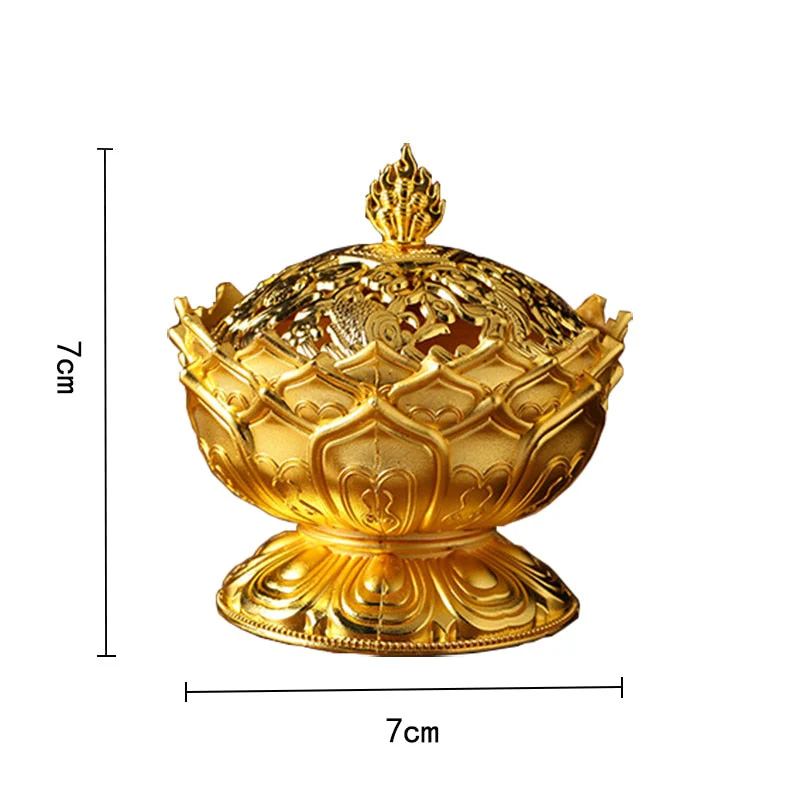 HULIANFU Lotus Flower Incense Burner Buddhism Buddha Holder Brass Mini Censer Incense Metal Craft Home Decoration - Deanwangkt