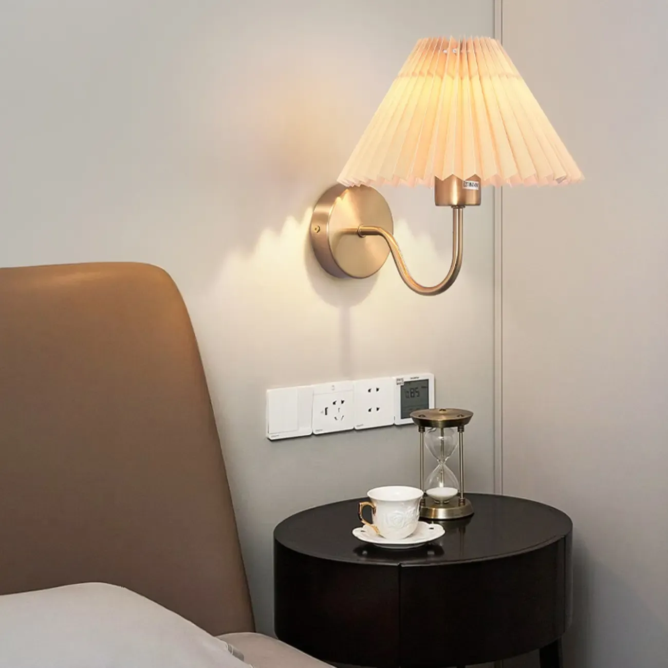 Modern Wall Sconce with Fabric Shade for Bedside Lighting