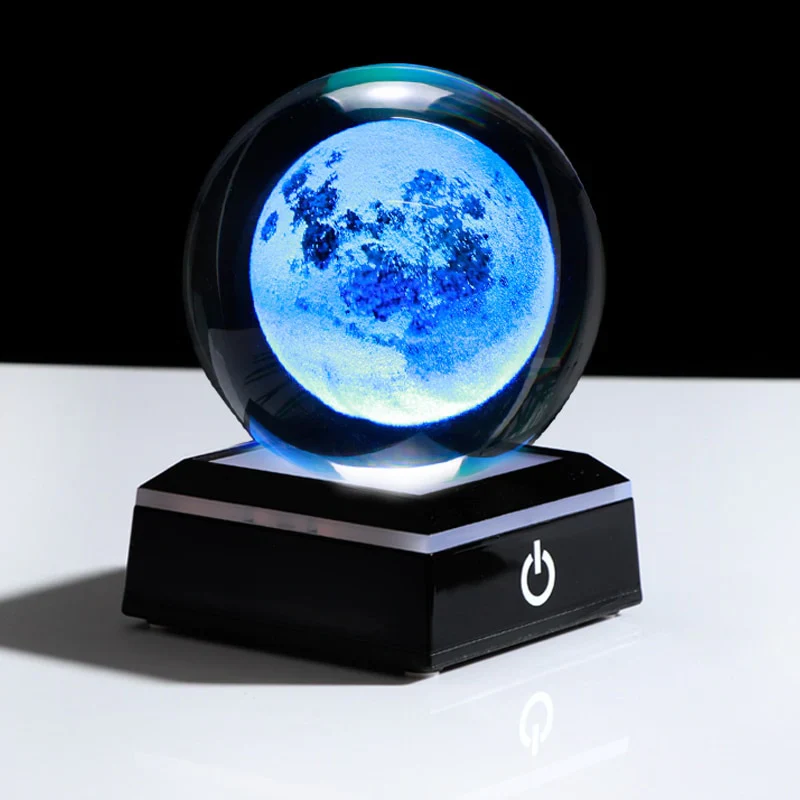 HULIANFU New 80mm K9 Crystal Solar System Planet Globe 3D Laser Engraved Sun System Ball with Touch Switch LED Light Base Astronomy Gifts - Deanwangkt
