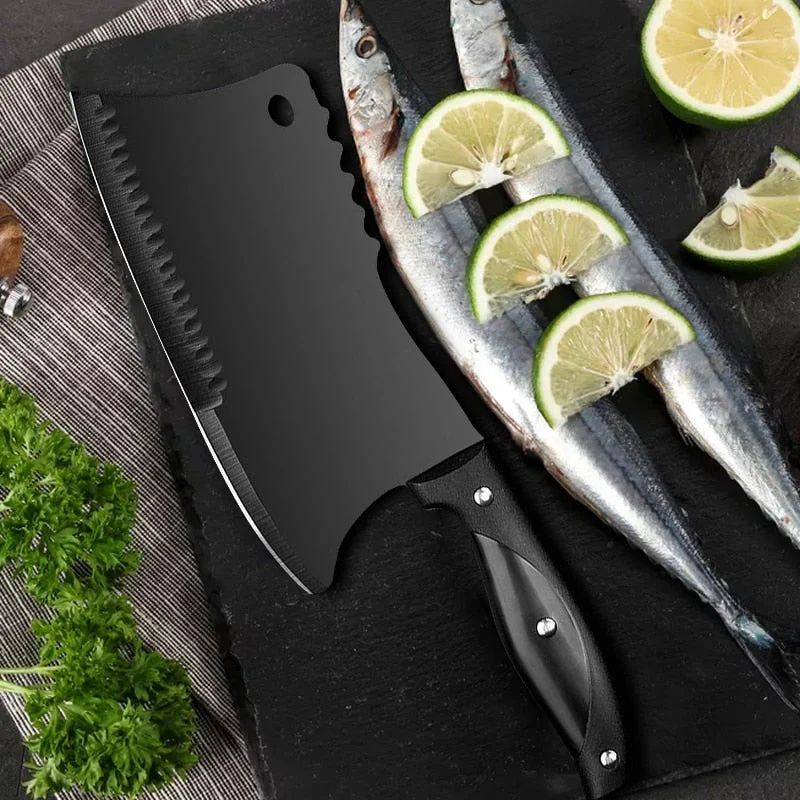 HULIANFU Stainless Steel Butcher Knife Bone Chopping Knife Meat Vegetables Slicing Cleaver High Hardness Kitchen Chef Cutter Tools - Deanwangkt