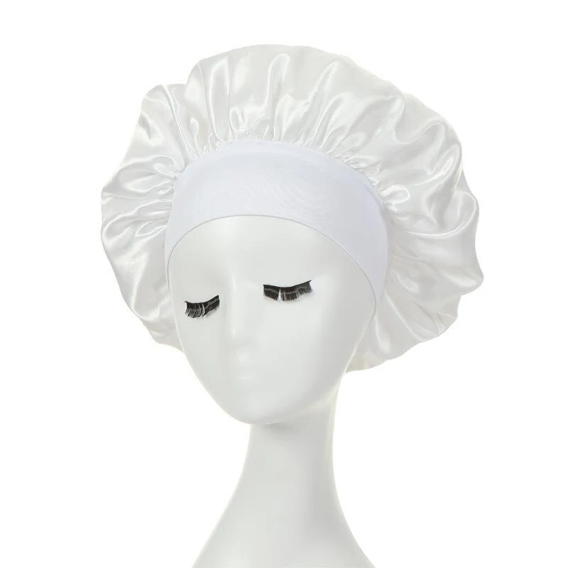 HULIANFU Women Night Sleep Hair Caps Silky Bonnet Satin Double Layer Adjust Head Cover Hat For Curly Springy Hair Styling Accessories - Deanwangkt