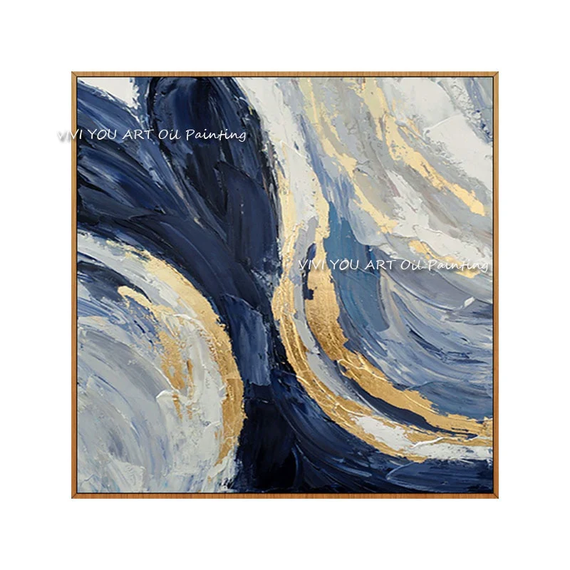 HULIANFU New Design High Quality Hand-painted Modern Golden Oil Painting on Canvas Modern Art Oil Painting for All Kinds of Wall Decor - Deanwangkt