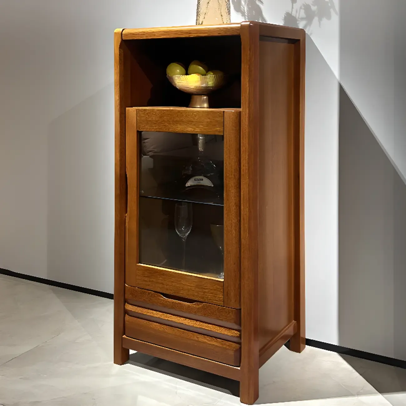 Modern Wood Wine Rack with Glass Holder Walnut