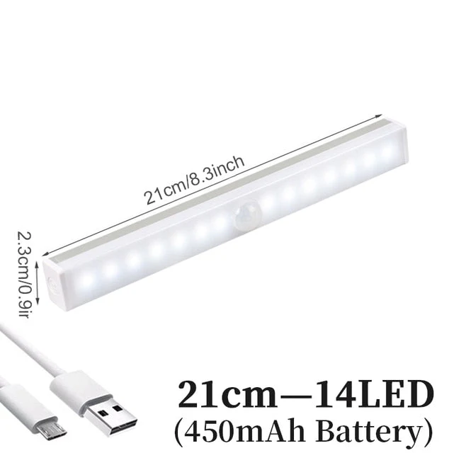 HULIANFU Rechargeable LED Under Cabinet Lighting Closet Light Motion Sensor Kitchen Night Wardrobe With Magnetic Strip For Stairs Bedroom - Deanwangkt