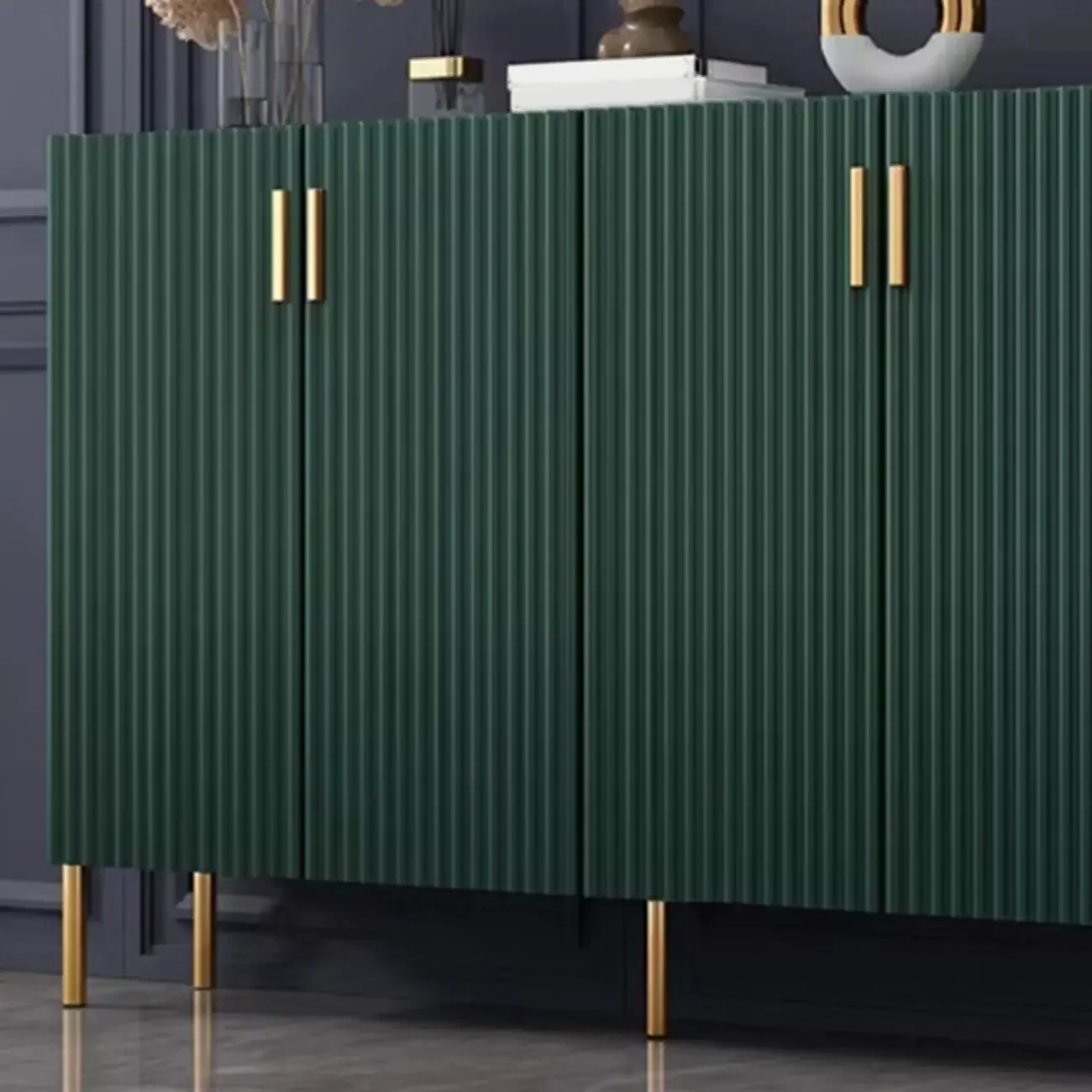 Glam Wooden Sideboard with Shelves and Cabinets