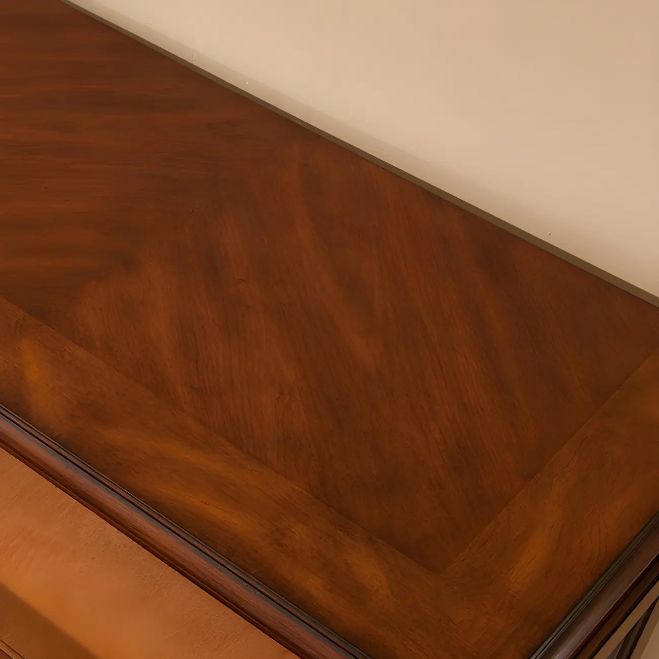 Traditional Wood Brown Glass Shelf Display Cabinet