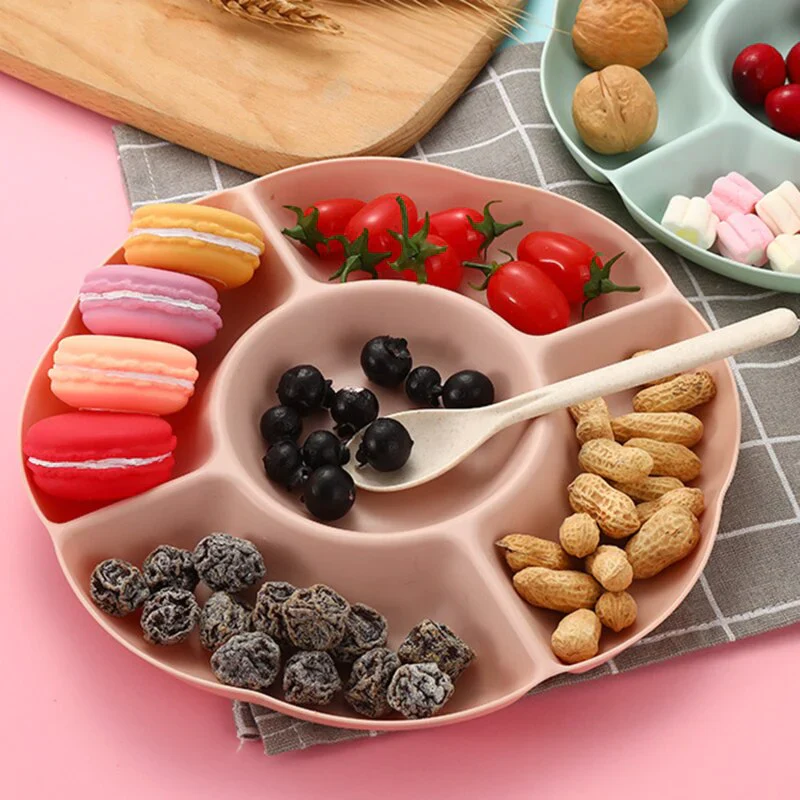 HULIANFU Multi-function Plastic Fruit Plate Dessert Tray Plate Snack Dish 6 Compartments High Quality - Deanwangkt