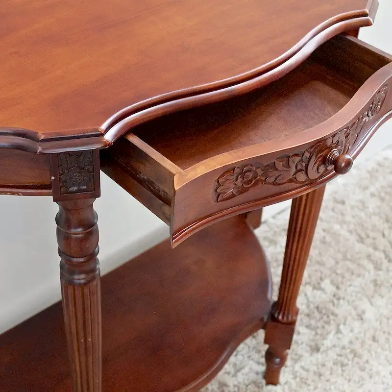 Windsor Mozi Hand-carved Wood Half-Moon Table