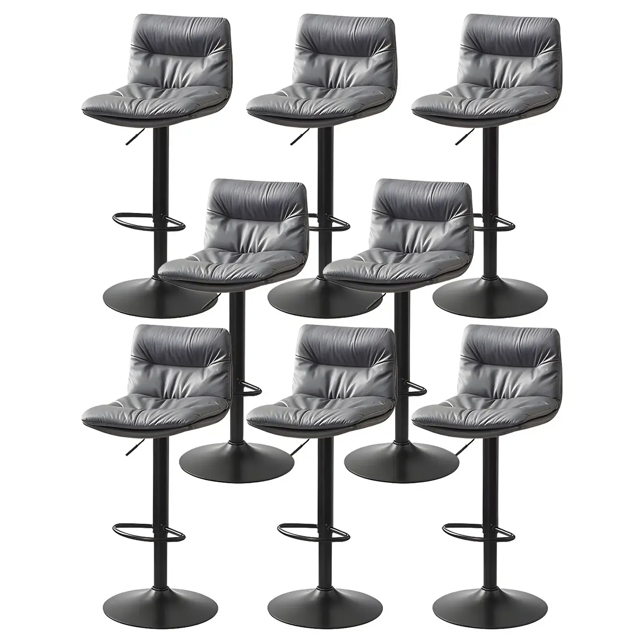 Modern Leather Saddle Swivel Adjustable Bar Stool