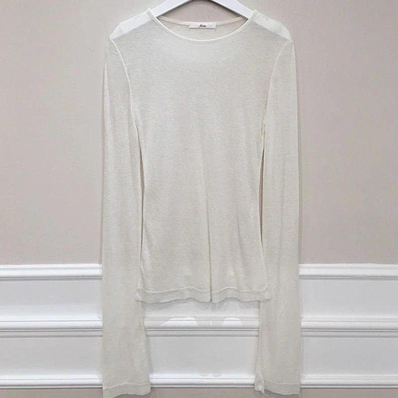Hulianfu Sexy Shirt Women T-Shirt Long Sleeve Korean Style Slim Basic Elasticity Tshirt Top Womens Clothing T Shirt Femme - Deanwangkt