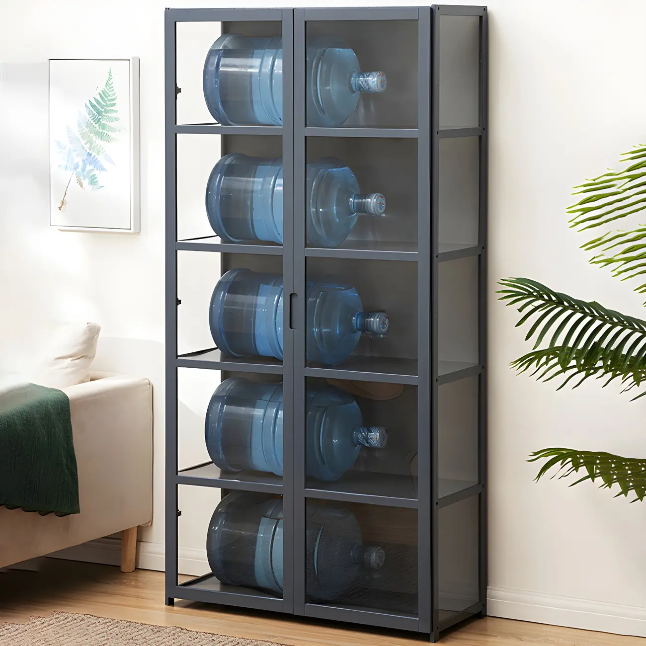 Modern Natural Bamboo Acrylic Standard  Display Cabinet