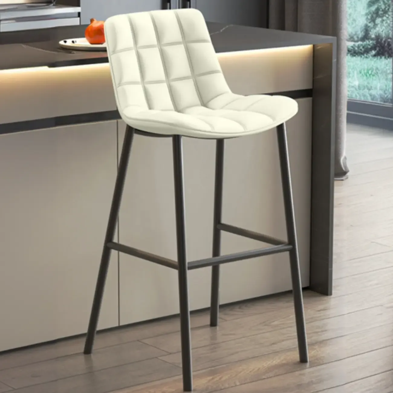 Concave Modern Low Back Leather Counter Bar Stools