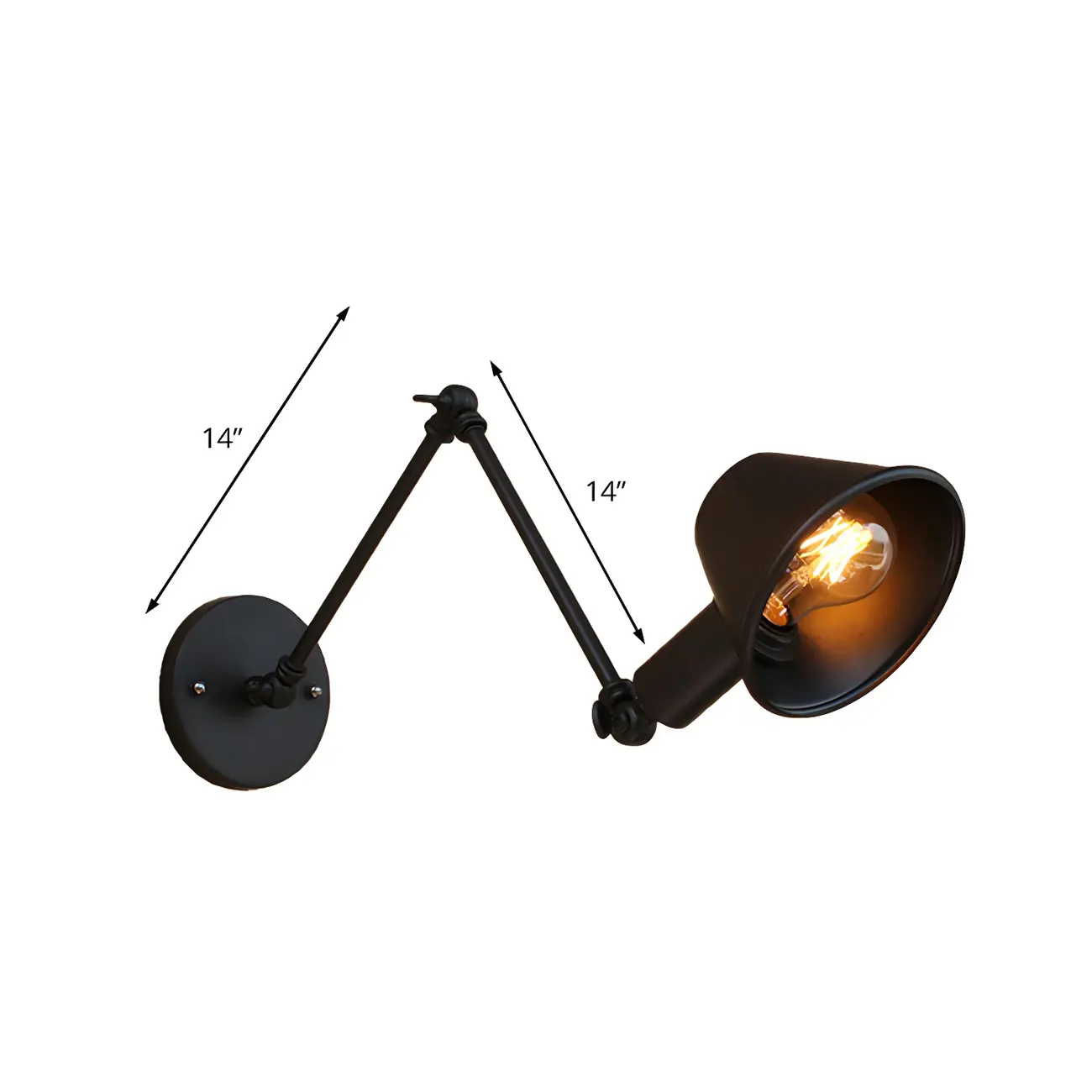 Adjustable Industrial Black  Swing Arm LED Wall Sconce