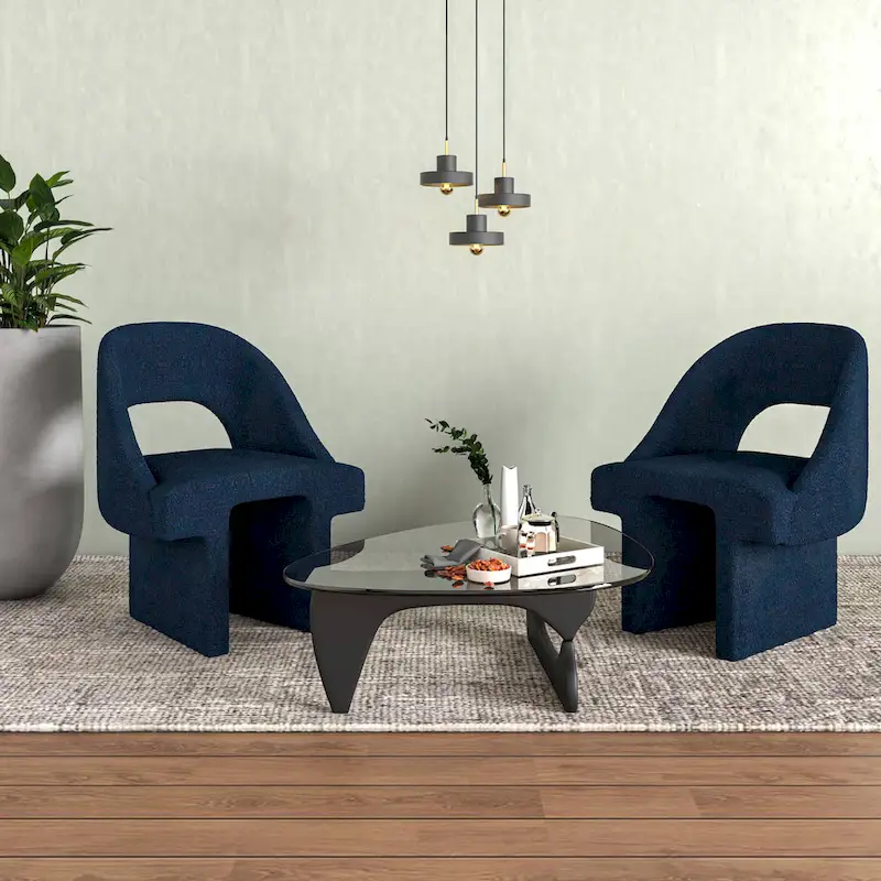 Boucle Set of 2 Modern Elegant Upholstered Accent Chair with MDF Wood Frame for Home Office Living Room & Bedroom