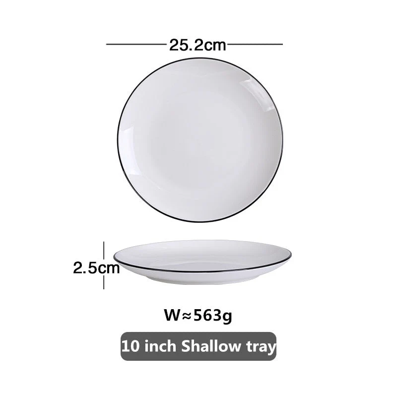 HULIANFU White Dinner Plate Set Ceramic Kitchen Plate Tableware Set Food Dishes Rice Salad Noodles Bowl Soup Kitchen Cook Tool 1pc - Deanwangkt