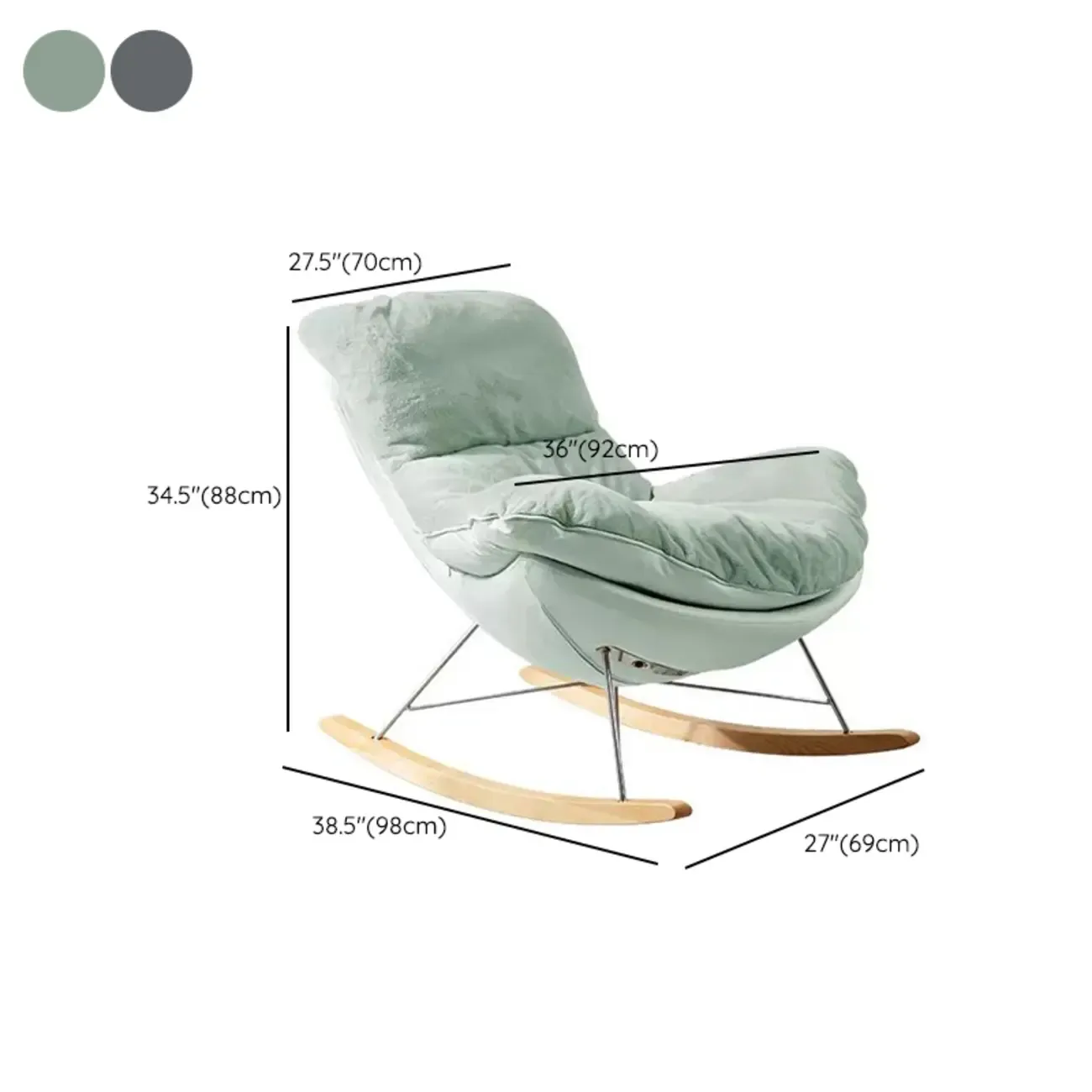 Modern Flannel Upholstered Armless Rocking Chair with Ottoman