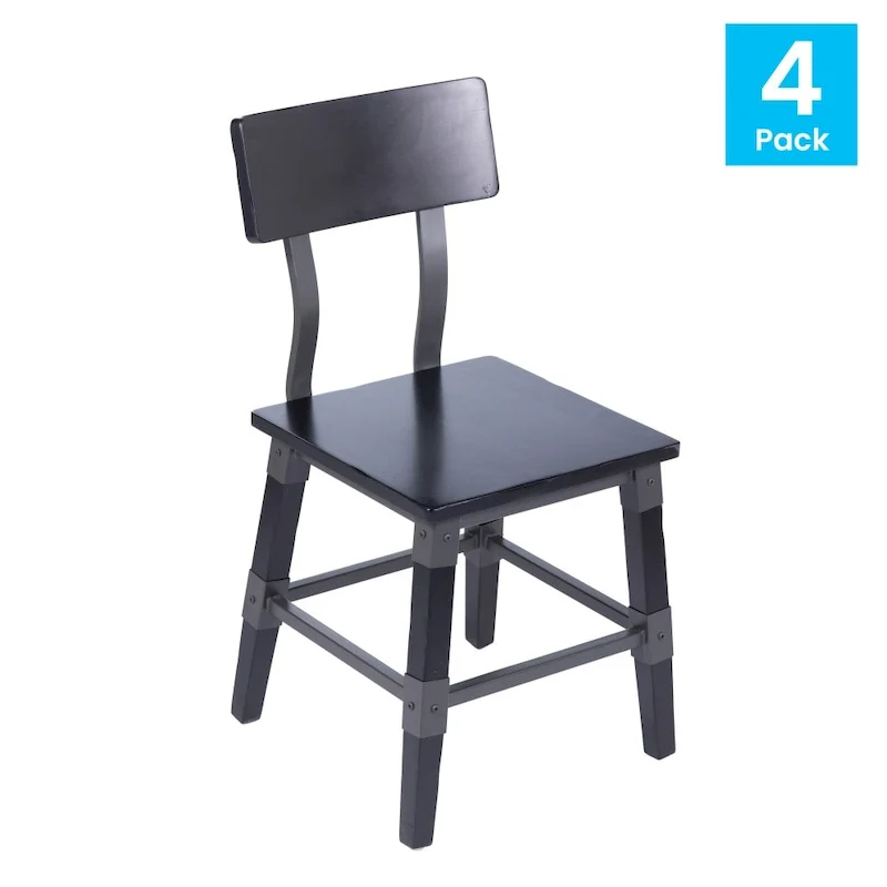 4 Pack Commercial Grade Rustic Antique Industrial Style Wood Dining Chair