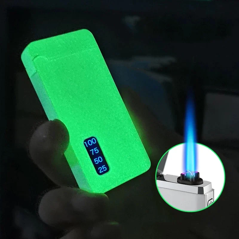 HULIANFU New Windproof Metal Dual Plasma Arc Lighter Jet USB Torch Lighter Gas Electric Butane Chargeable Pipe Cigar Lighter Gadgets - Deanwangkt