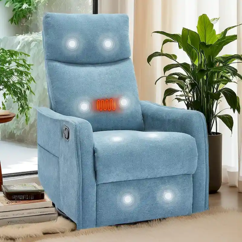 360 Swivel Rocker Recliner Chair with Massage and Lumbar Heating
