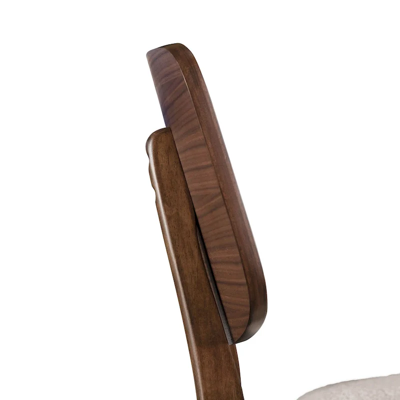 Beau I Mid-century 2-Pack Walnut Dining Chair Set with Boucle Seats