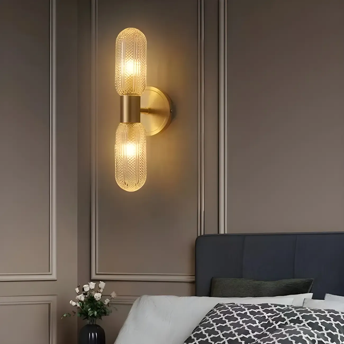 Unique Gold Up Down Wall Mounted Prismatic Glass Vanity Light