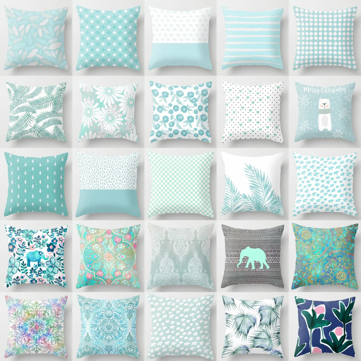 HULIANFU Super Hot Hipster Light Blue Green Mint Cushion Cases Modern Geometry Print Boho Decorative Pillowcase Sofa Couch Throw Pillows - Deanwangkt