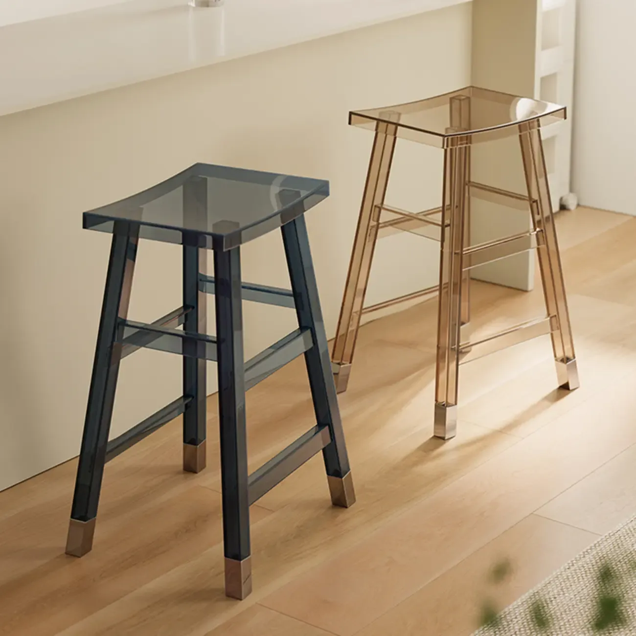 Saddle Acrylic Counter Height Backless Bar Stools