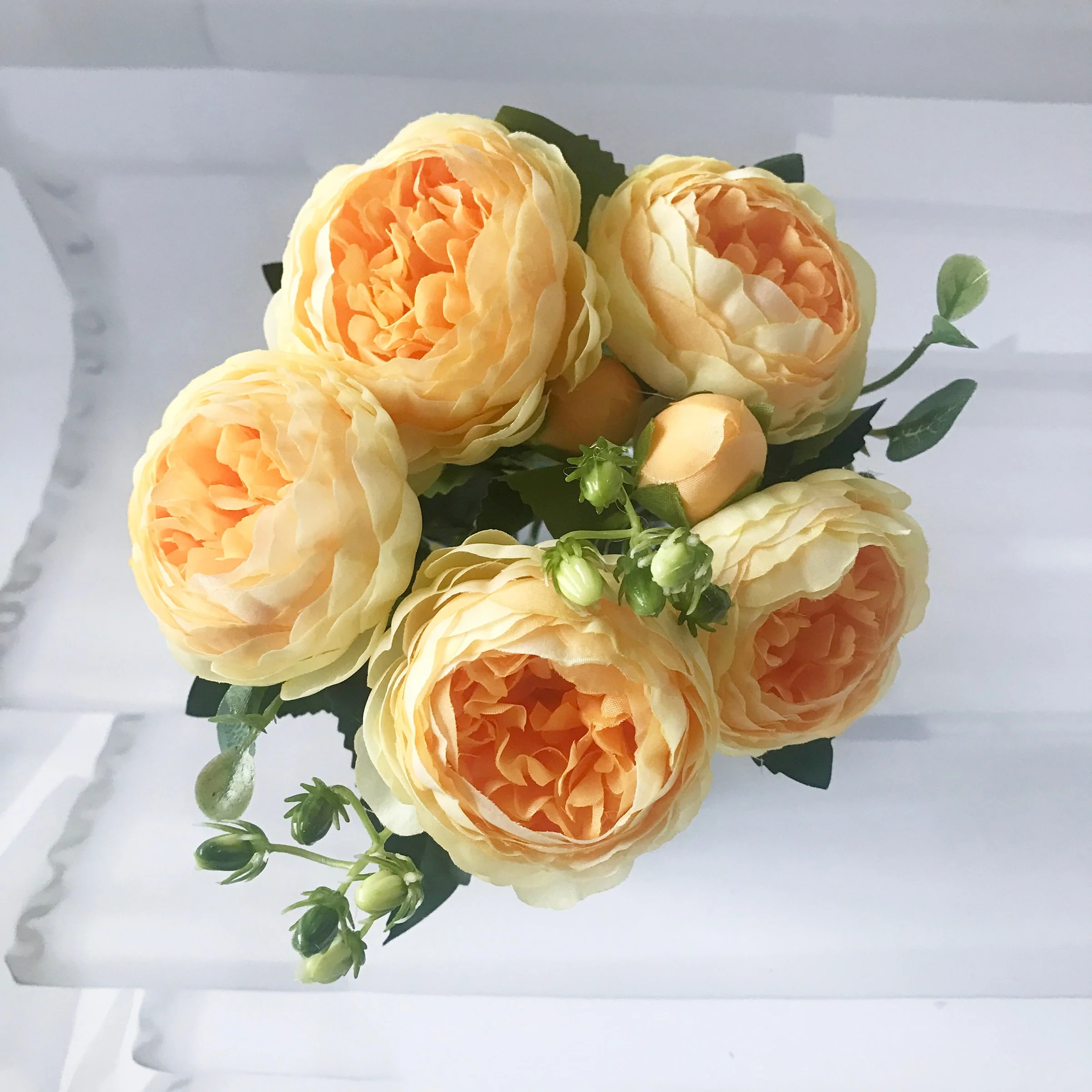 HULIANFU 2026  30cm Rose Pink Silk Peony Artificial Flowers Bouquet 5 Big Head and 4 Bud Cheap Fake Flowers for Home Wedding Decoration indoor - Deanwangkt