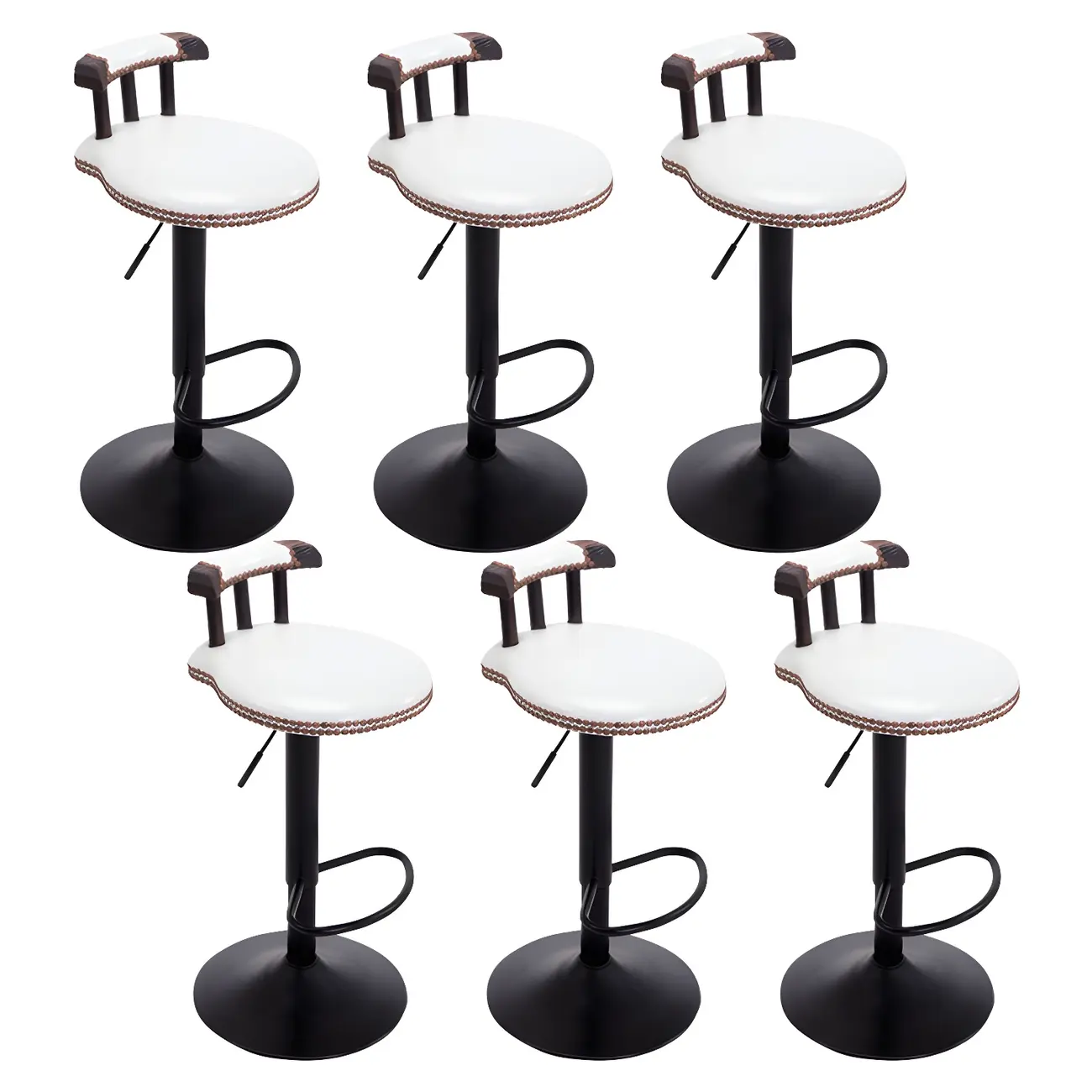 Industrial Round Leather Adjustable Bar Stools