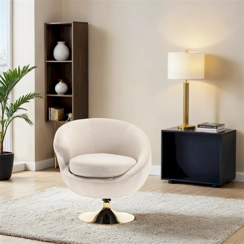 360 Degree Swivel Cuddle Barrel Accent Chairs, Round Armchairs