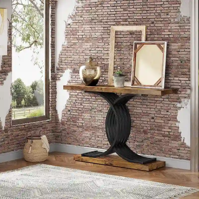 Entryway Hallway Console Table with Metal Frame