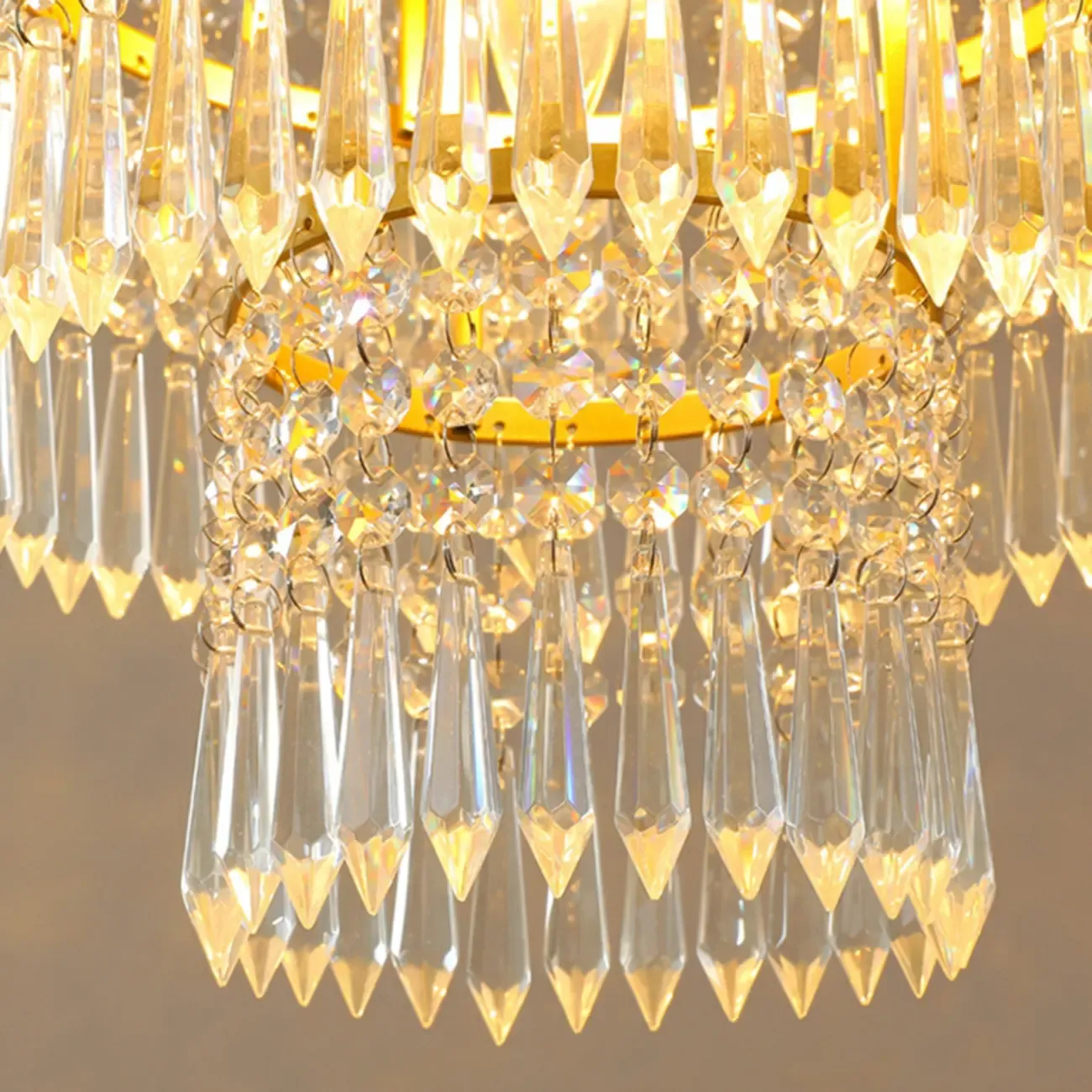 Modern Gold Descending Crystal Round Chandelier