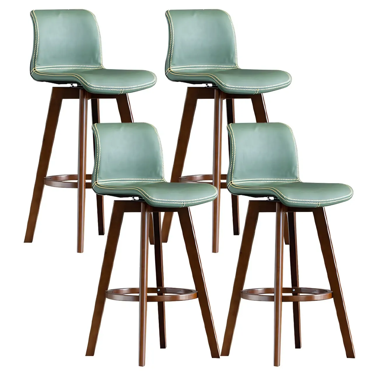 Mid-Century Distressed Leather Swivel Bar Stool with Back