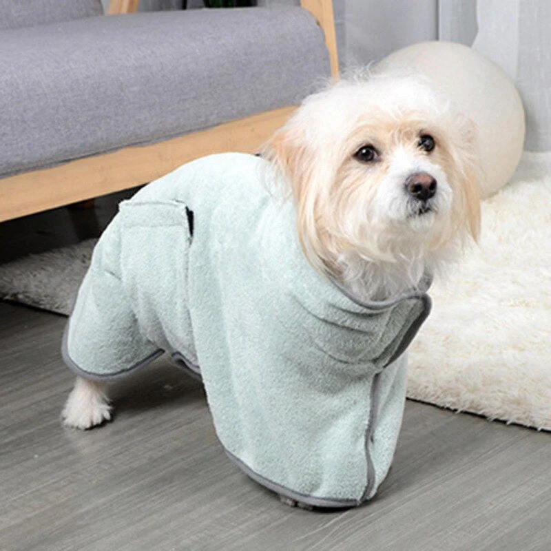 HULIANFU Wearable Dog Bathrobe Towels Super Absorbent Dog Bath Towel Coral Fleece Drying Robes Moisture Absorbing For Dog And Cat - Deanwangkt