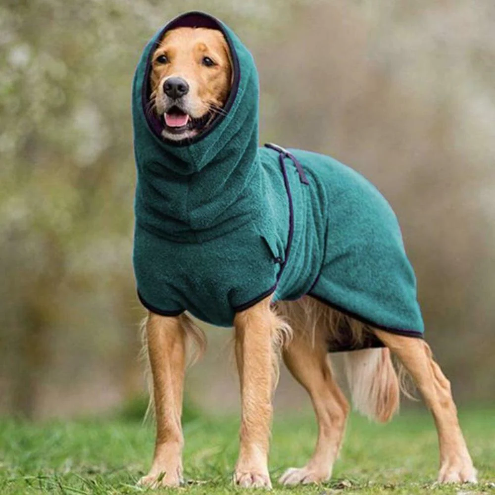 HULIANFU Pet Clothes Dog Towelling Drying Super Absorbent Robe Soft quick drying Polyester Sleepwear Coat Warm Apparel - Deanwangkt