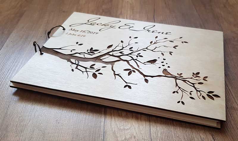 HULIANFU Personalized Engraved  Wooden Guest Book Bird Wedding Guest Book Rustic Wedding Guest Book Bridal Shower Guest Book - Deanwangkt