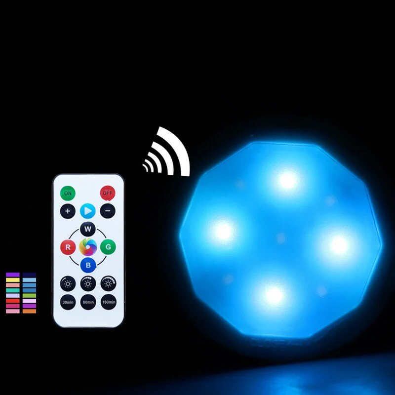 HULIANFU LED Under Cabinet Lighing Rechargeable Puck Light Closet Lights With Remote Counter Bookshelf Portable Round RGB Night Light - Deanwangkt