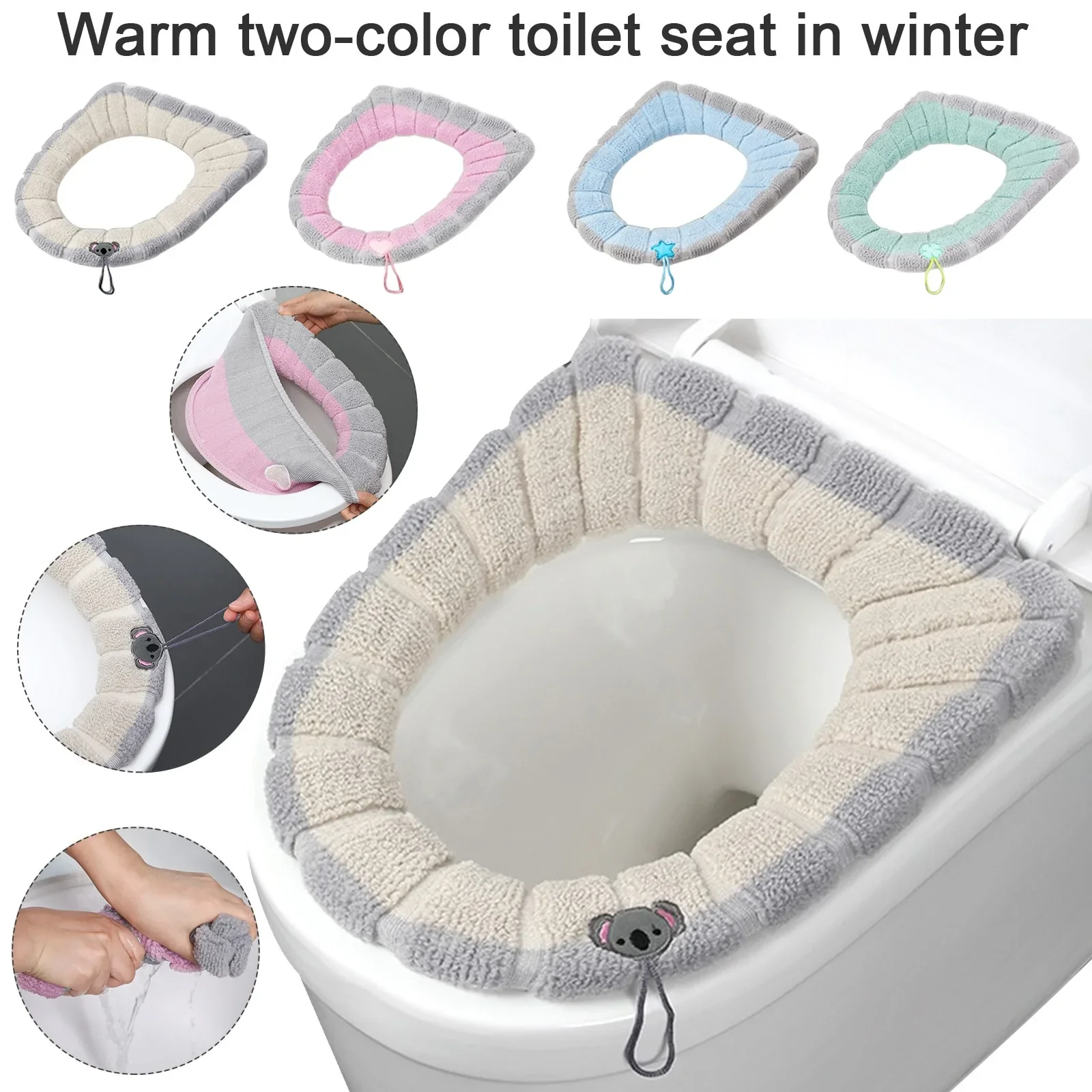HULIANFU NEW Toilet Seat Mat Set Bathroom Universal Warm Soft Washable Closestool Mat Seat Case Winter Warmer Mat Pad Bidet Covers - Deanwangkt
