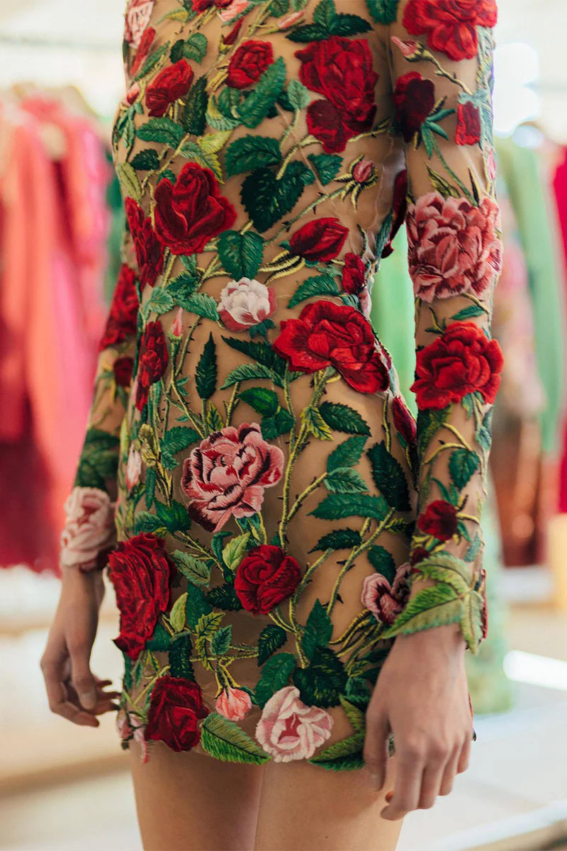 hulianfu Sexy Elegant Embroidery Patchwork Half A Turtleneck Wrapped Skirt Dresses - Deanwangkt