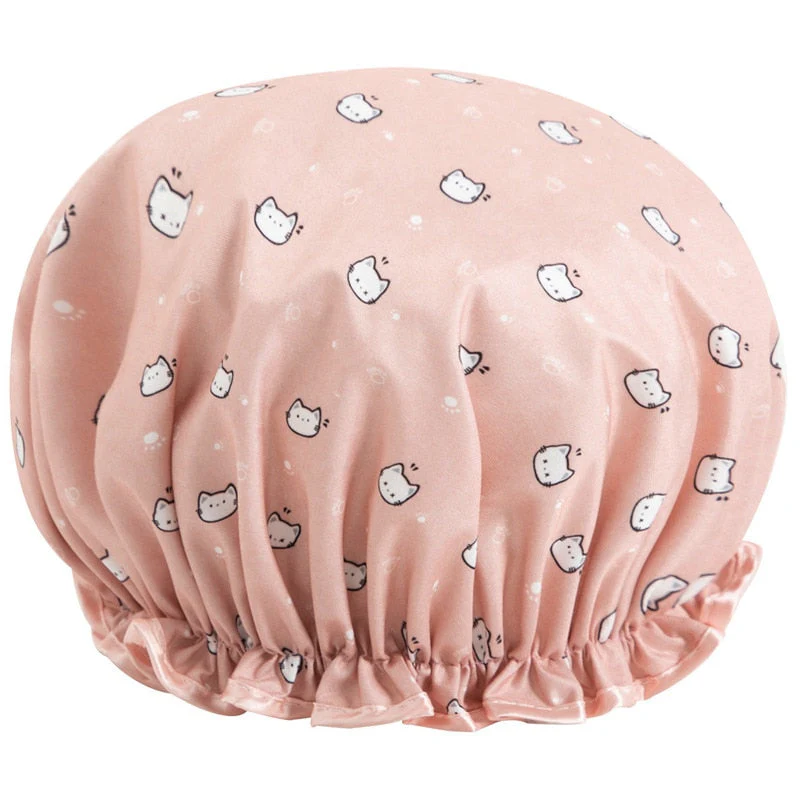 HULIANFU Women Hair Cap Hat Supplies Bathroom Double Layer Shower Waterproof Thick Cover Accessories - Deanwangkt