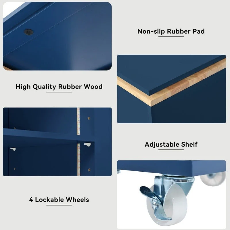 Randy Rolling Kitchen Island With Extended Table