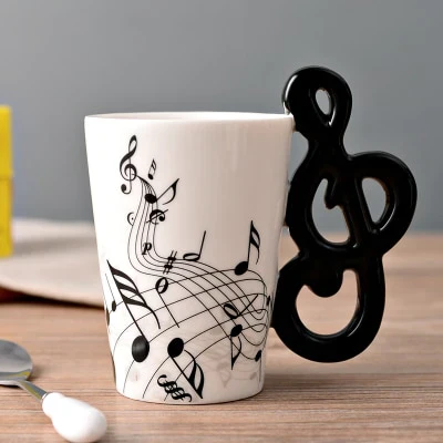 HULIANFU Novelty Music Note Cup Ceramic Guitar Coffee Mugs Personality Tea/Milk/Juice/Lemon Water Bottle Christmas Birthday Gift - Deanwangkt