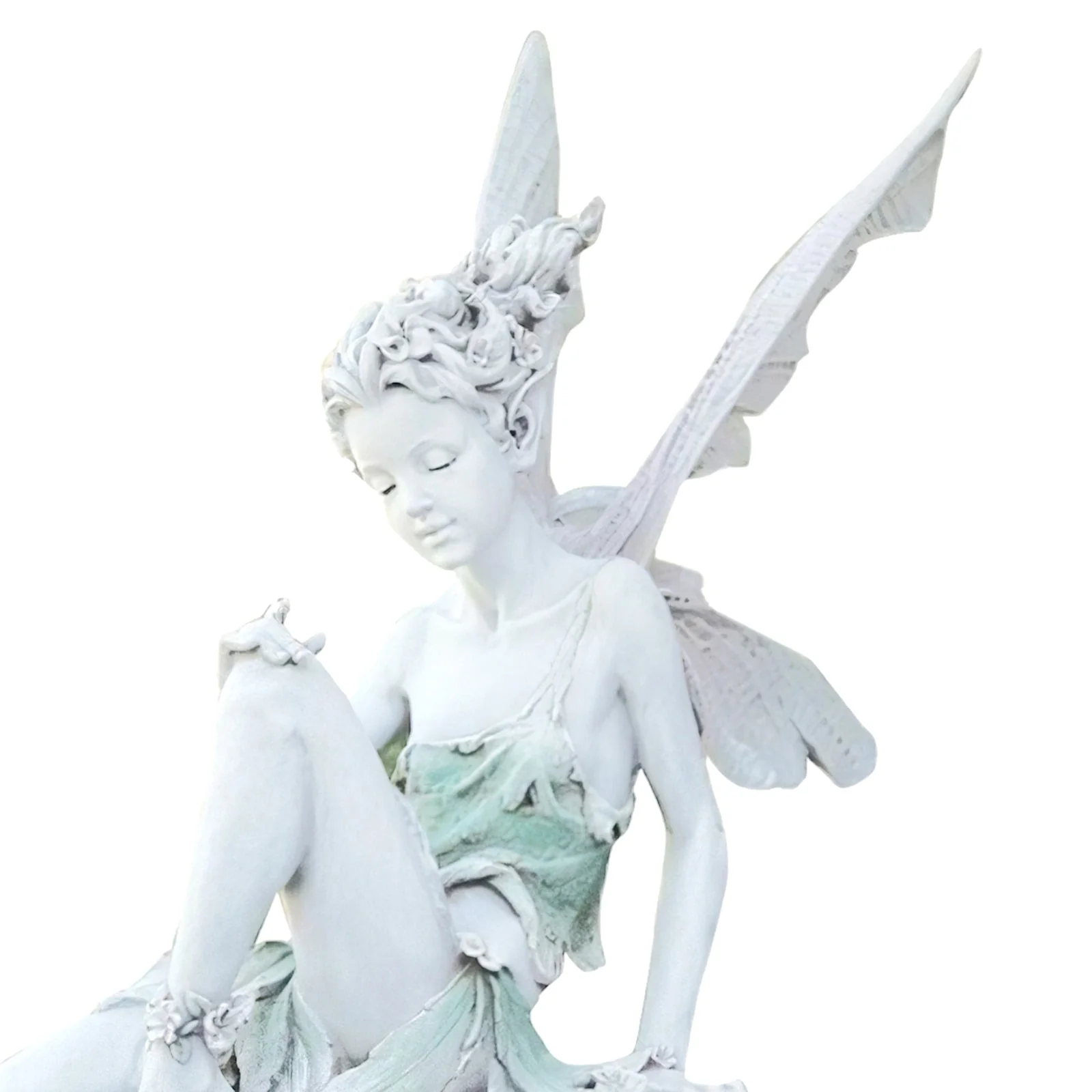 HULIANFU Tudor And Turek Resin Sitting Fairy Statue Garden Ornament Porch Sculpture Yard Craft Landscaping for Home Garden Decoration - Deanwangkt