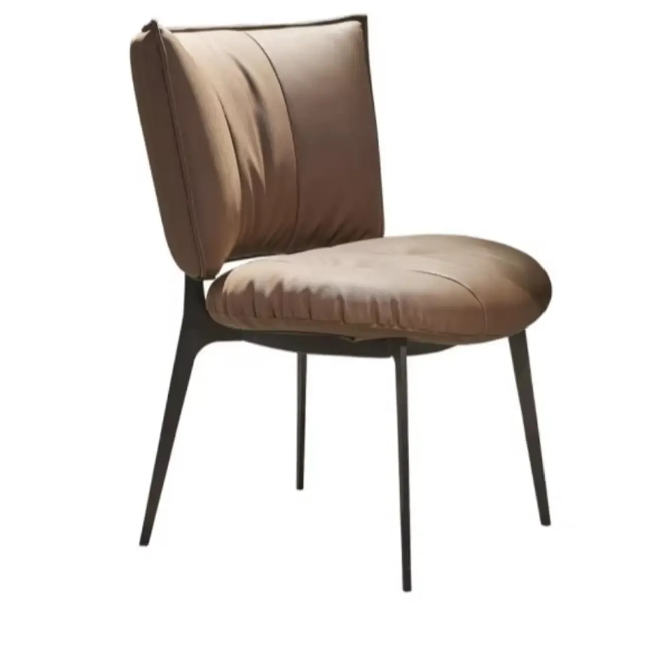 Modern Leather Low Back Dining Chair with Metal Legs