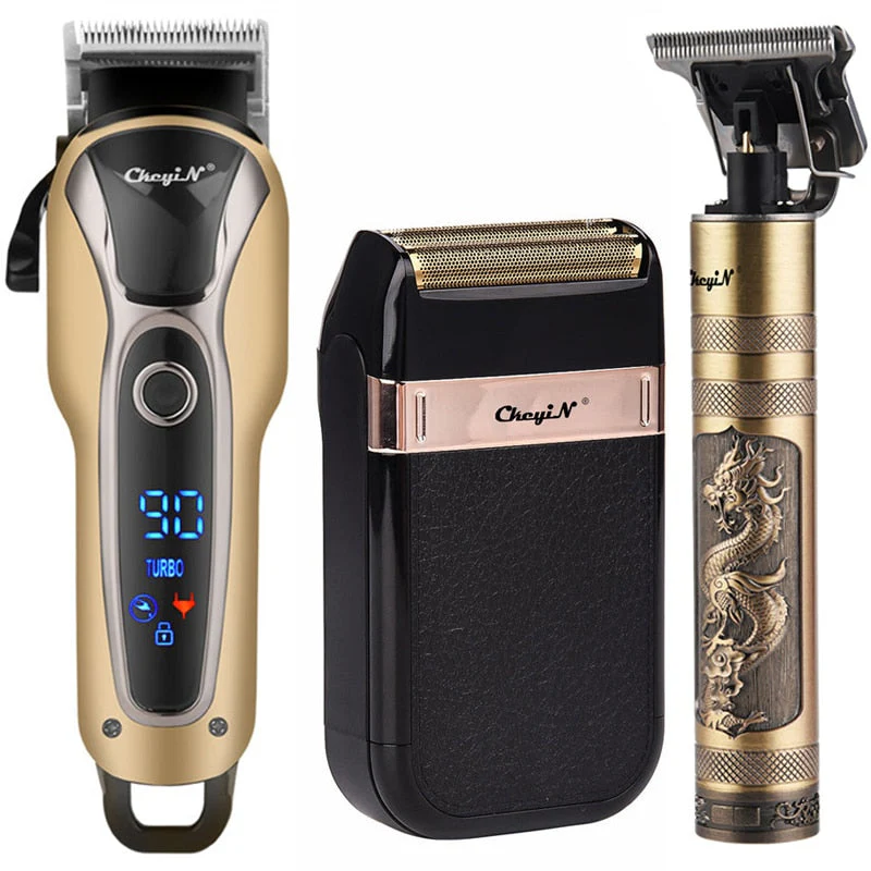 HULIANFU Professional Barber Hair Clipper Rechargeable Electric T-Outliner Finish Cutting Machine Beard Trimmer Shaver Cordless Corded - Deanwangkt