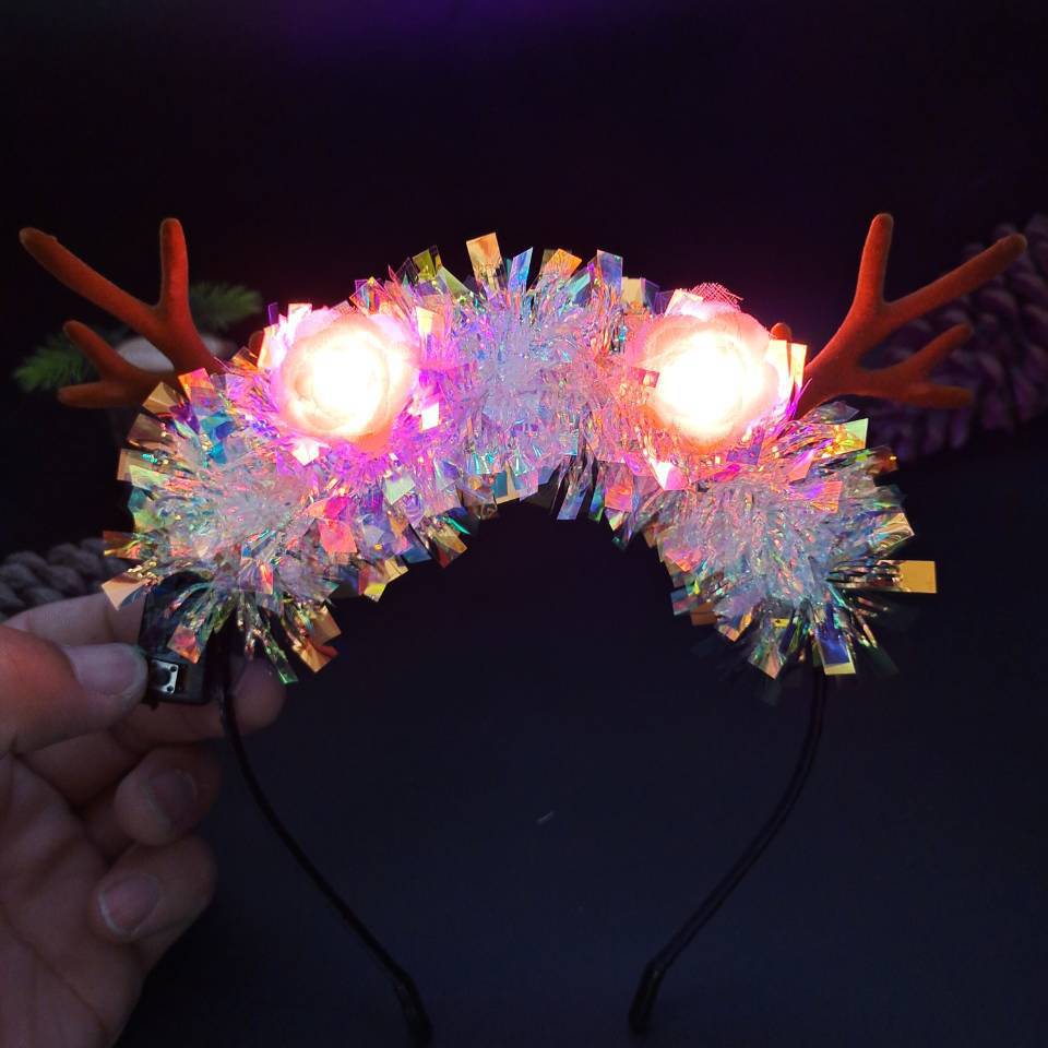 HULIANFU 2026  Luminous Elk Antler Headband Christmas Concert Forest Branch Deer Ear Headgear Hair Accessories Scenic Stage Show Photo Props - Deanwangkt