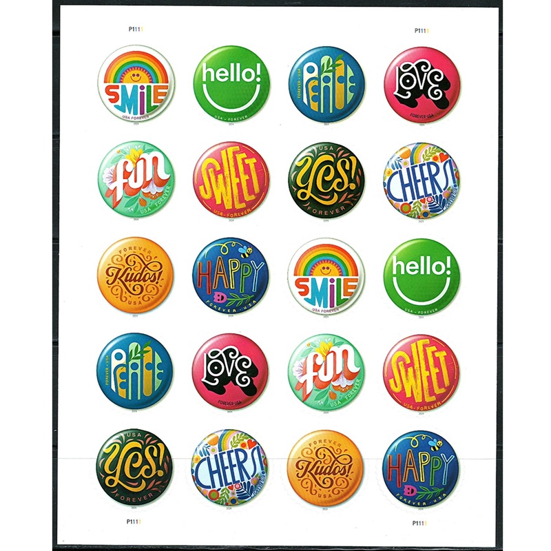 Pinback Buttons 2024, (Sheet of 20) - TWENTYSTAMPS