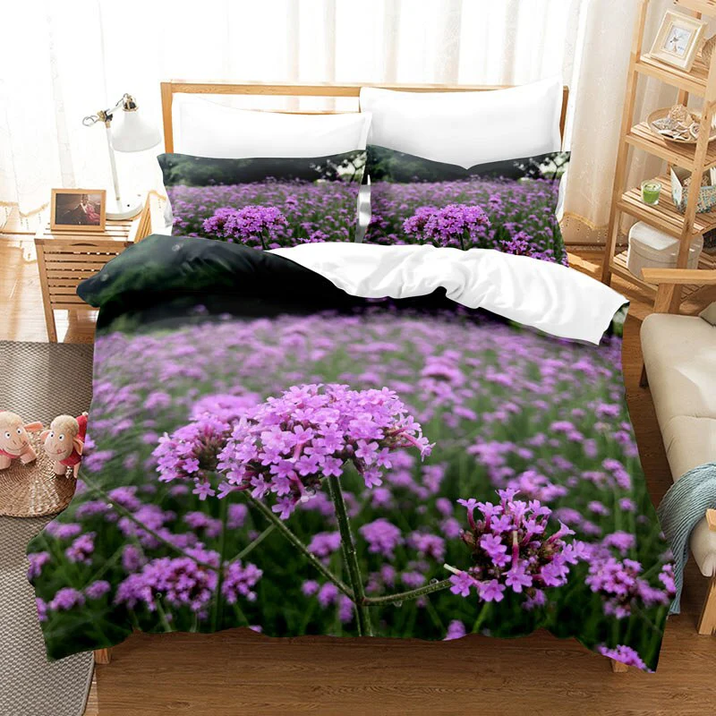 HULIANFU Purple Bedding Set Linens Duvet Cover Bed Quilt Pillow Case 3D Comforter Lavender Butterfly Double Full King Queen Twin Single - Deanwangkt