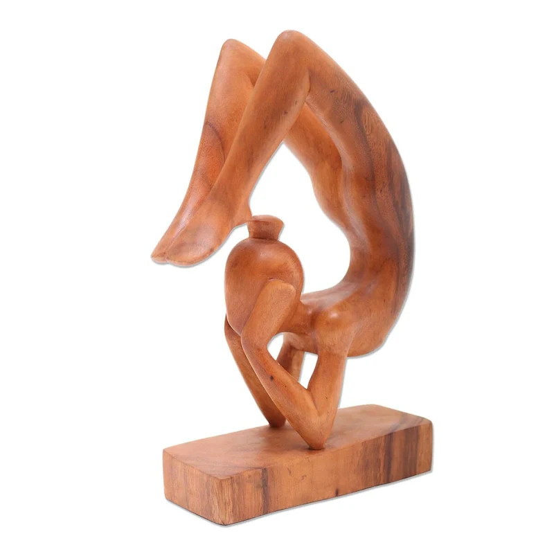 Novica Handmade Sayanasana Pose Wood Sculpture