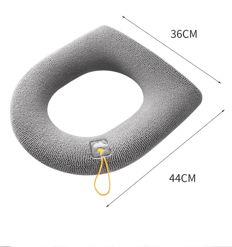 HULIANFU Winter Warm Toilet Seat Cover Closestool Mat 1Pcs Washable Bathroom Accessories Knitting Pure Color Soft O-shape Pad Bidet Cover - Deanwangkt